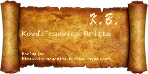 Kovácsovics Britta névjegykártya